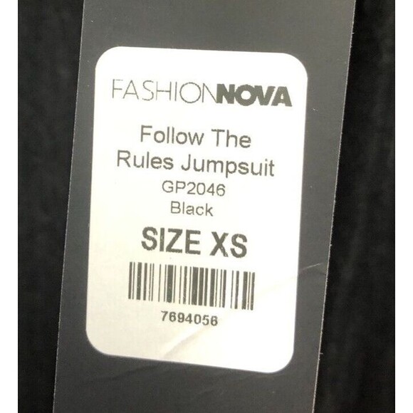 Fashion Nova Jumpsuit Size XS Follow The Rules Black NWT - Picture 6 of 9